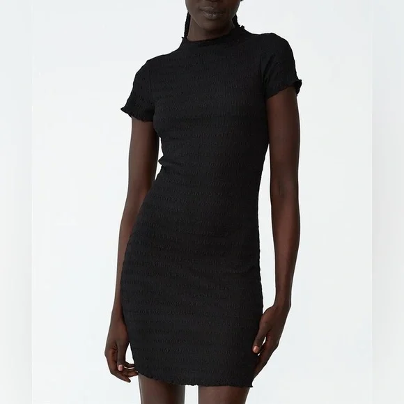 Cotton On | Dresses | Alice Textured Mock Neck Mini Dress Black Xs |  Poshmark